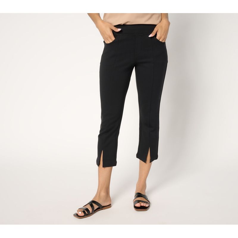Gloria Vanderbilt Women's Petite Pants 16p Ponte Seamed & Slit Black A686393